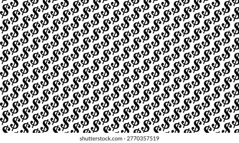 Seamless Dollar Sign Pattern Background Black White Money Finance Texture
