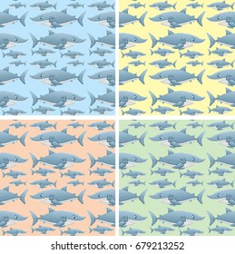 Seamless dolphin pattern in different colours