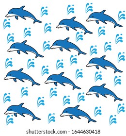 Seamless dolphin simple color vector design