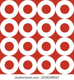seamless donut circle pattern on red background