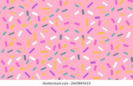 Padrão de esmalte de rosca sem costura com muitos polvilhos decorativos. creme com polvilhos coloridos.
