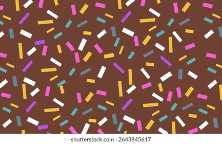 Padrão de esmalte de rosca sem costura com muitos polvilhos decorativos. creme com polvilhos coloridos.