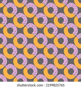 seamless donut pattern. Doodle vector pattern with donut icons. Colored donut background