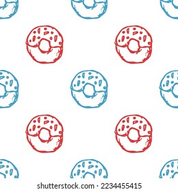 seamless donut pattern. Doodle vector pattern with donut icons. donut background