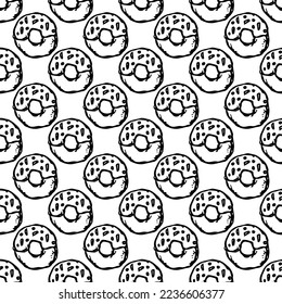 seamless donut pattern. Doodle vector pattern with donut icons. donut background