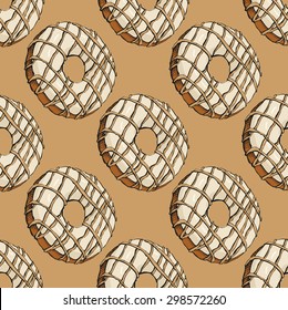 seamless with donut vector sketch