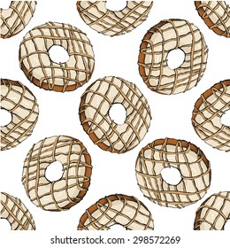 seamless with donut vector sketch