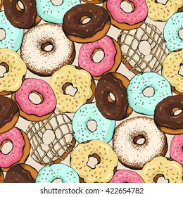 seamless with donut vector sketch