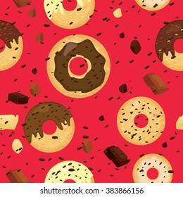 Seamless donuts pattern.  Chocolate donuts pattern.