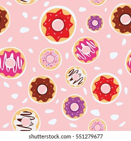 seamless donuts pattern with pink background vector design