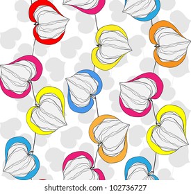 Seamless doodle abstract color leaves lines pattern