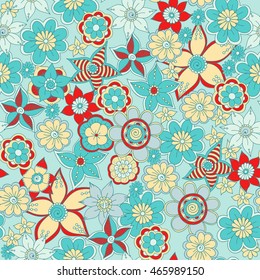 Seamless doodle abstract flower. Vector illustration
