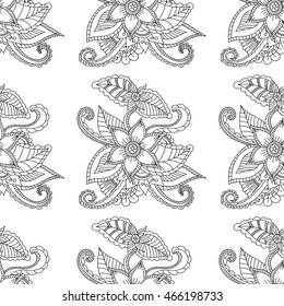 Seamless doodle abstract flower. Vector illustration
