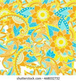 Seamless doodle abstract flower. Vector illustration
