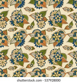 Seamless doodle abstract flower. Vector illustration 