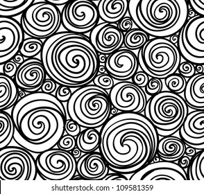 Seamless doodle abstract swirls pattern.