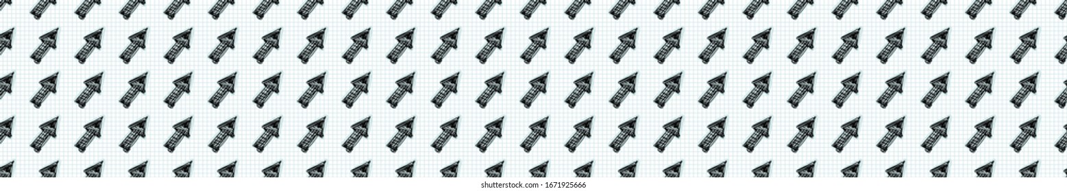 Seamless doodle arrow sketches vector border pattern. Simple hand drawn scribble pointers. Symbol sign banner for direction, option, path way turn concept. Business sketch note check paper ribbon.
