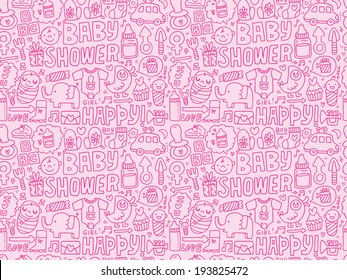 seamless doodle baby pattern