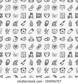 seamless doodle baby pattern
