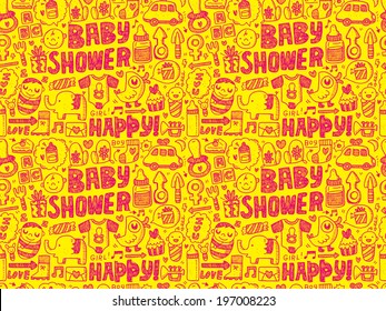 seamless doodle baby pattern