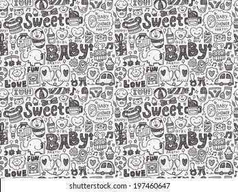 seamless doodle baby pattern