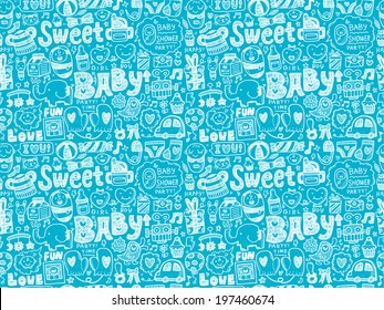 seamless doodle baby pattern
