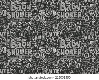 seamless doodle baby pattern