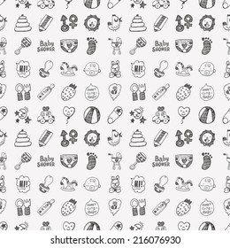 seamless doodle baby pattern