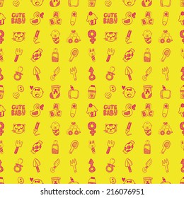 seamless doodle baby pattern