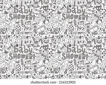 seamless doodle baby pattern