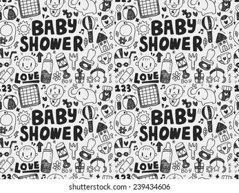 seamless doodle baby pattern