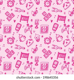 seamless doodle baby pattern background