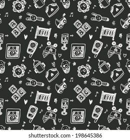 seamless doodle baby pattern background