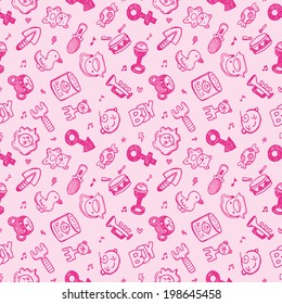 seamless doodle baby pattern background
