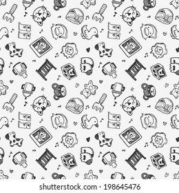 seamless doodle baby pattern background