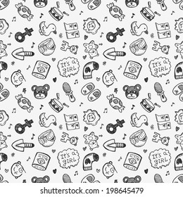 seamless doodle baby pattern background