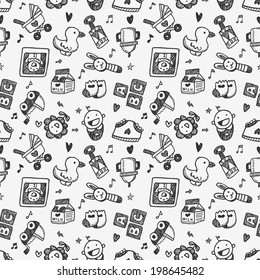 seamless doodle baby pattern background