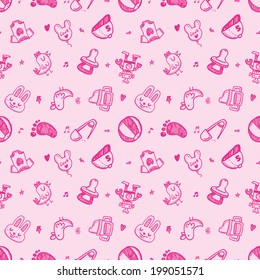 seamless doodle baby pattern background