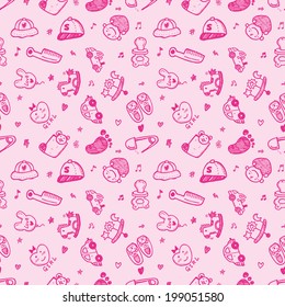 seamless doodle baby pattern background