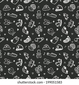 seamless doodle baby pattern background