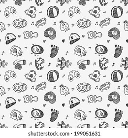seamless doodle baby pattern background