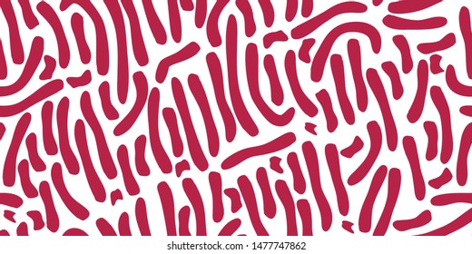 Seamless doodle background. Organic screen, living cells, blood, red blood cells on a white background