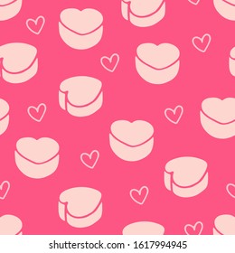 Seamless doodle background with pink hearts for valentines day greeting cards. Hand-drawn hearts in vector. Marmalade sketch.