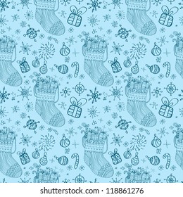 Seamless doodle background with socks, illustration, vector