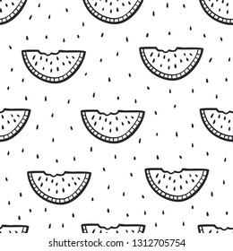 Seamless Doodle Background with watermelon