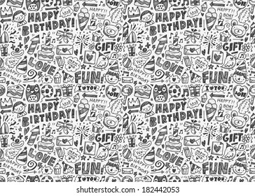 Seamless Doodle Birthday party pattern background