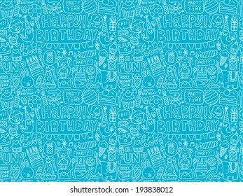 Seamless Doodle Birthday party pattern background
