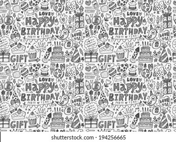 Seamless Doodle Birthday party pattern background