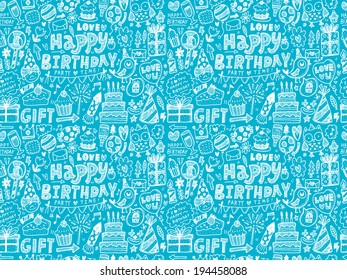 Seamless Doodle Birthday party pattern background