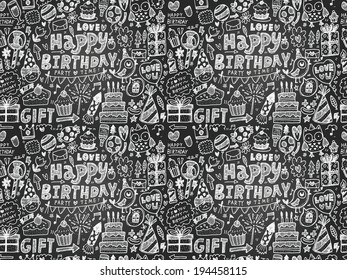 Seamless Doodle Birthday party pattern background